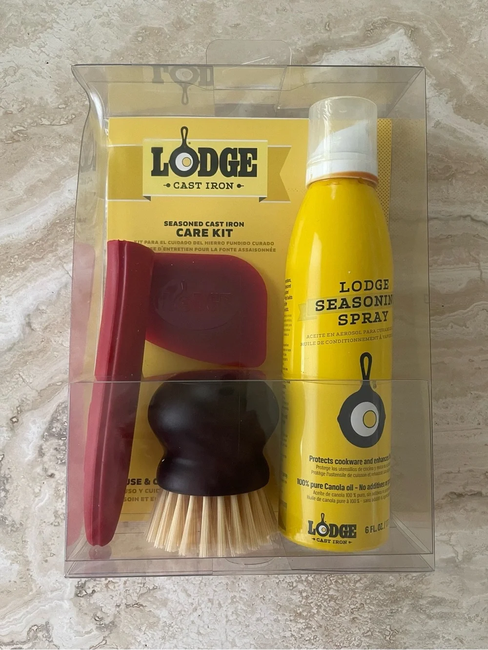 NEW Lodge 4pc Seasoned Cast Iron Care Kit